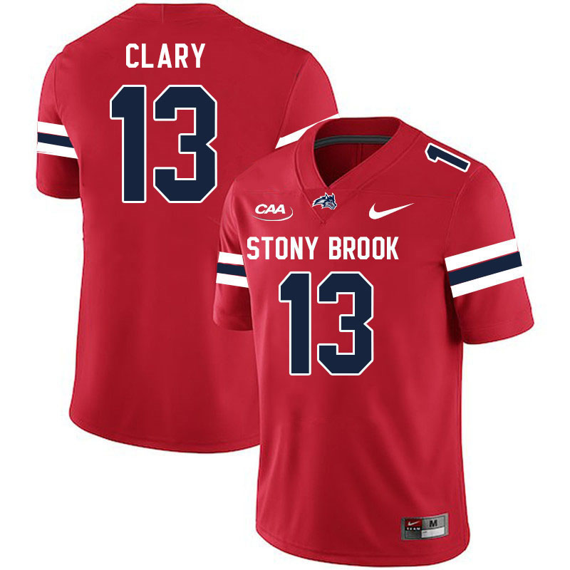 Stony Brook Seawolves #13 Dyshier Clary College Football Jerseys Stitched Sale-Red